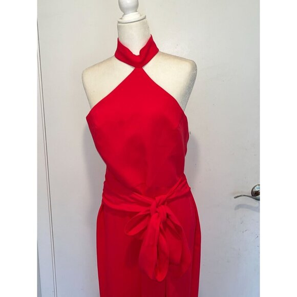 NWT Amanda Uprichard Emilana Halter Neck Midi Dress Women size Large ($238) - Picture 3 of 12